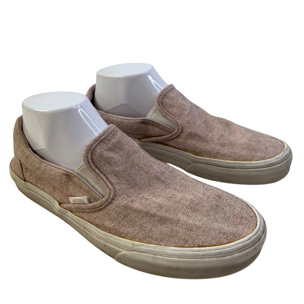 VANS Classic Slip Ons Desert Taupe Pink Embossed Suede Womens 9.5 READ